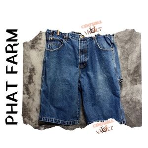 NWOT ~ Men’s PHAT FARM Waist 36” Blue Jean Long Shorts